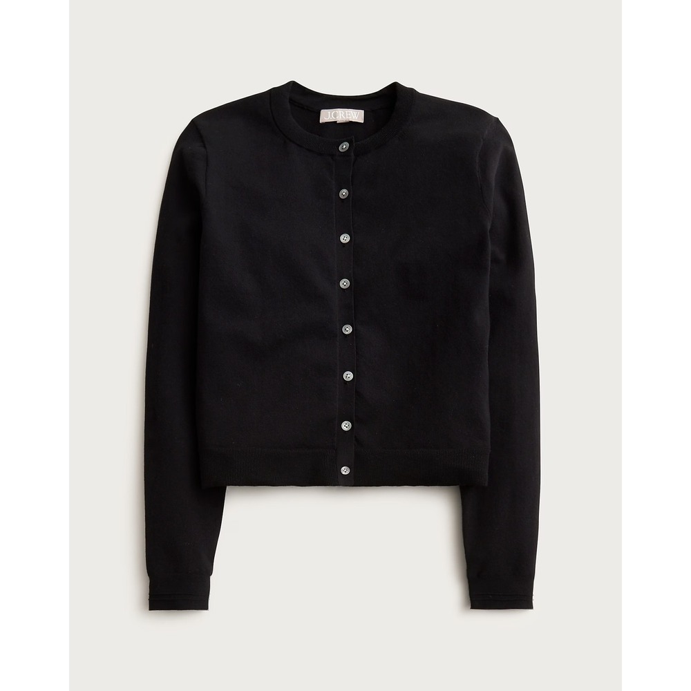 J.Crew Jackie Cardigan in Premium Ultrafine Cotton Black Women's Size M CJ755